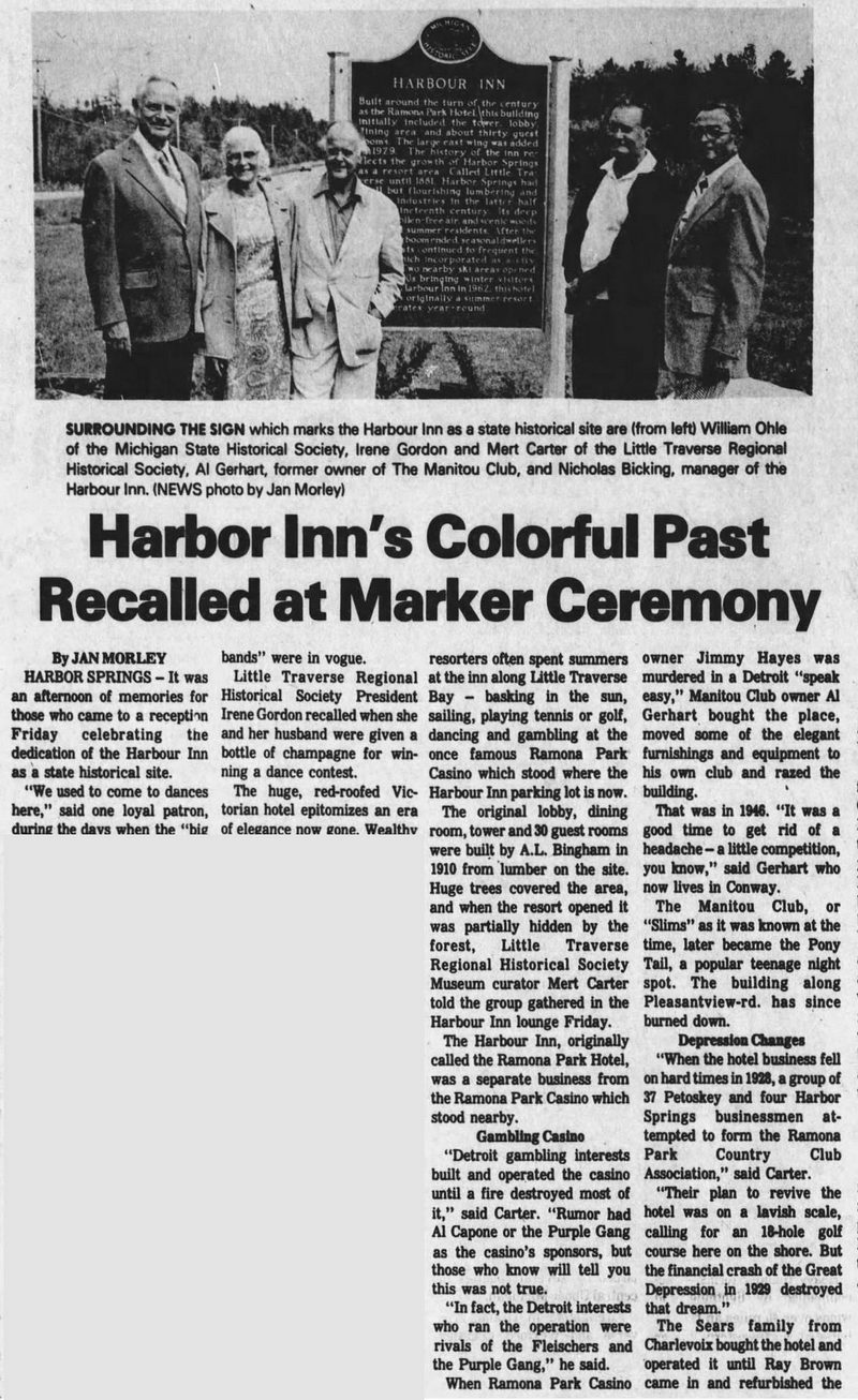 Harbour Inn (Harbor Inn, Ramona Park Hotel) - Aug 01 1977 Article (newer photo)
